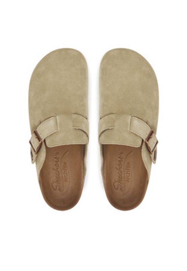 skechers - Skechers Klapki Arch Fit Granola-Happy Friday 158830/TPE Beżowy. Kolor: beżowy. Materiał: skóra, zamsz
