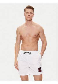 Karl Lagerfeld - KARL LAGERFELD Szorty plażowe 240M2202 Biały Regular Fit. Okazja: na plażę. Kolor: biały. Materiał: syntetyk