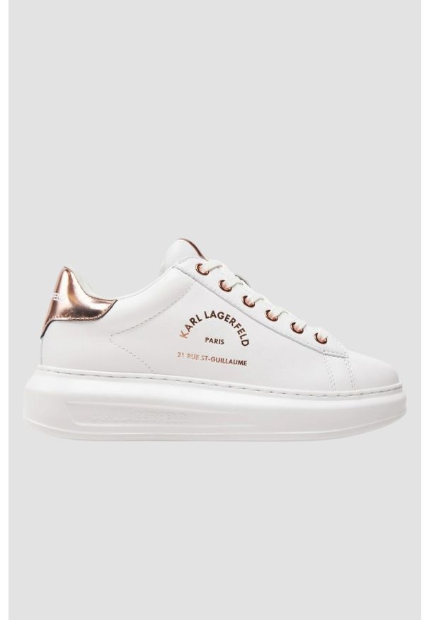 Karl Lagerfeld - KARL LAGERFELD Białe damskie sneakersy skórzane KAPRI Maison, Rozmiar 40. Okazja: na co dzień. Kolor: biały. Materiał: skóra