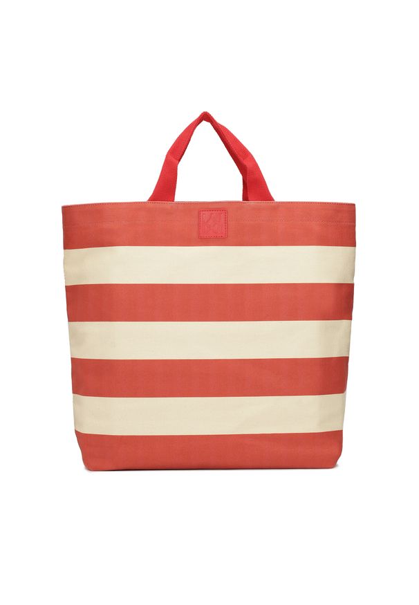 Kazar - Czerwono-kremowa torebka z tkaniny. Kolor: czerwony. Sezon: lato. Styl: wakacyjny, klasyczny