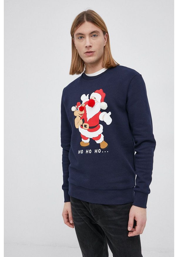 PRODUKT by Jack & Jones - Produkt by Jack & Jones Bluza męska kolor granatowy z aplikacją. Okazja: na co dzień. Kolor: niebieski. Wzór: aplikacja. Styl: casual