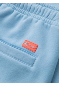 Ombre Clothing - Szorty dresowe unisex ze ściągaczem w pasie – błękitne V8 OU-SRBC-0101 - XL/XXL. Kolor: niebieski. Materiał: dresówka. Wzór: aplikacja. Styl: sportowy #3