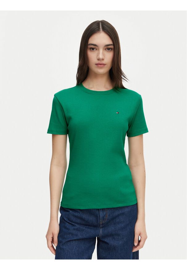 TOMMY HILFIGER - Tommy Hilfiger T-Shirt New Cody WW0WW40587 Zielony Slim Fit. Kolor: zielony. Materiał: bawełna