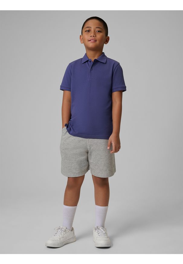 4f - 4F Koszulka polo regular chłopięca - granatowa 140 (9-10 lat). Okazja: na uczelnię, na co dzień. Typ kołnierza: polo. Kolor: niebieski. Materiał: materiał, dzianina. Sezon: lato. Styl: klasyczny, casual