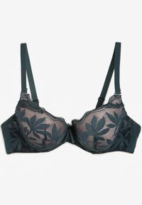 Renee - Ciemnozielony Biustonosz Typu Full Cup z Koronką Ellanis. Kolor: zielony. Materiał: koronka. Wzór: koronka #3