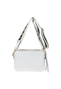 Biała Torebka Hispanitas Elegancka Damska Listonoszka. Kolor: biały. Wzór: aplikacja. Sezon: lato. Materiał: skórzane, z tłoczeniem. Styl: elegancki. Rodzaj torebki: na ramię #5