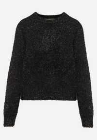 Born2be - Czarny Sweter z Wiskozą Ozdobiony Metaliczną Nitką Sanamora. Okazja: na co dzień. Kolor: czarny. Materiał: wiskoza. Wzór: aplikacja. Styl: elegancki, casual #5