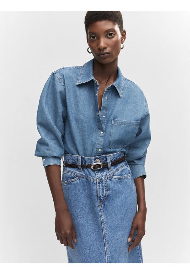 mango - Koszula jeansowa Mango. Kolor: niebieski. Materiał: jeans