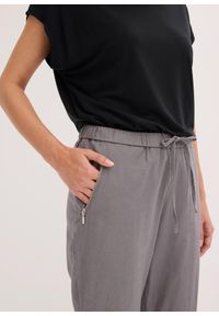 bonprix - Spodnie 7/8 z przewiewnej mieszanki lnu. Kolor: szary. Materiał: len #3