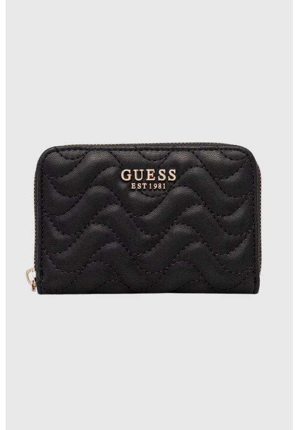 Guess - GUESS Czarny portfel damski Melisandra. Kolor: czarny. Materiał: skóra ekologiczna