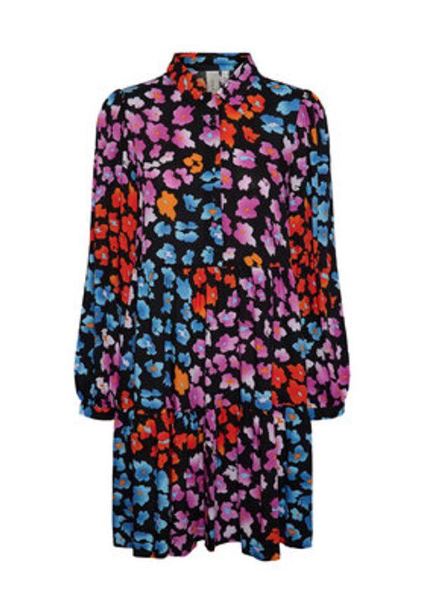 YAS Sukienka koszulowa 26030717 Kolorowy Regular Fit. Materiał: wiskoza. Wzór: kolorowy. Typ sukienki: koszulowe