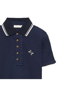 Tory Burch - TORY BURCH - Granatowa koszulka polo. Typ kołnierza: polo. Kolor: niebieski. Materiał: jeans, bawełna. Styl: klasyczny, elegancki #4