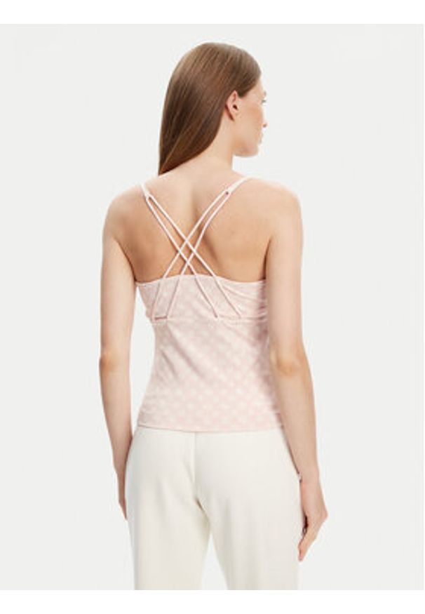 Guess Top V5YP11 MC03W Różowy Slim Fit. Kolor: różowy. Materiał: syntetyk
