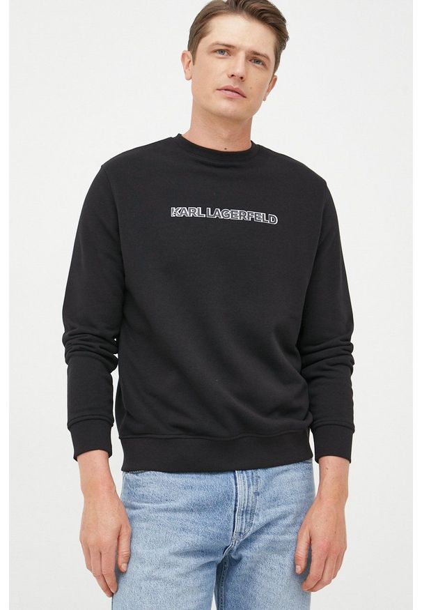 Karl Lagerfeld bluza męska kolor czarny z nadrukiem. Kolor: czarny. Materiał: materiał. Wzór: nadruk