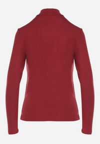 Born2be - Bordowa Bluzka Golf Typu Longsleeve Altera. Okazja: do pracy, na co dzień. Typ kołnierza: golf. Kolor: czerwony. Materiał: jeans. Długość rękawa: długi rękaw. Styl: casual, elegancki #7