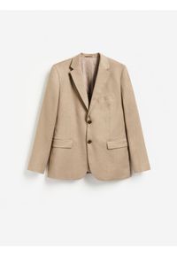 Reserved - Marynarka slim fit z dodatkiem wiskozy - brązowy. Kolor: brązowy. Materiał: wiskoza #1