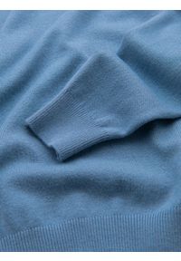 Ombre Clothing - Sweter męski klasyczny z wiskozą BASIC z okrągłym dekoltem – błękitny V10 - Rozmiar: M. Kolor: niebieski. Materiał: wiskoza. Styl: klasyczny #7