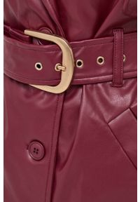 BARDOT - Bardot płaszcz damski kolor bordowy przejściowy. Okazja: na co dzień. Kolor: czerwony. Styl: casual #5