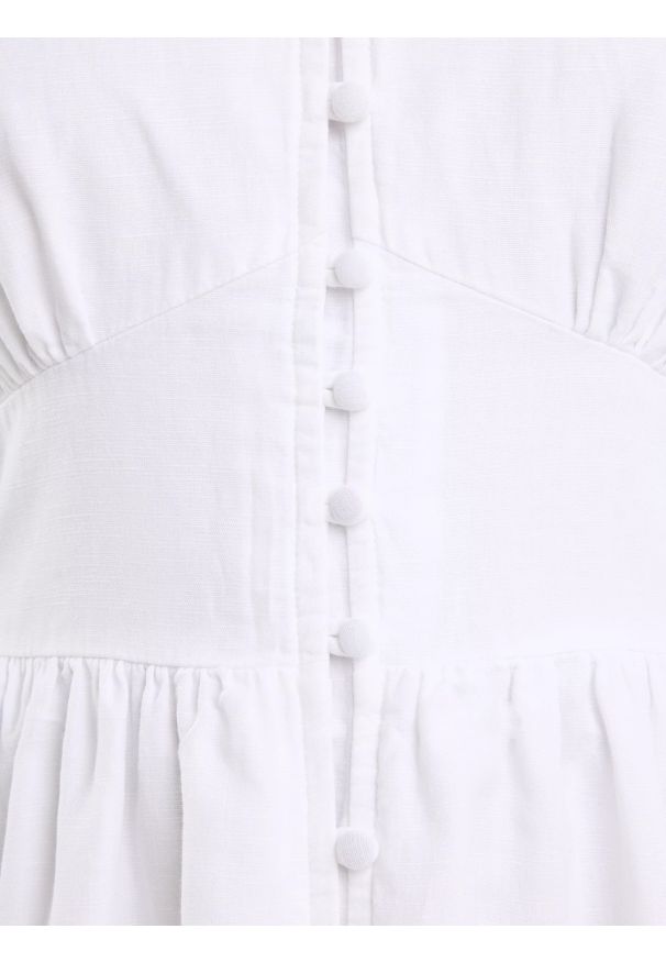 Big-Star - Sukienka damska midi z lnem biała Willow 100. Okazja: na co dzień. Kolor: biały. Materiał: len. Sezon: lato. Styl: elegancki, casual. Długość: midi