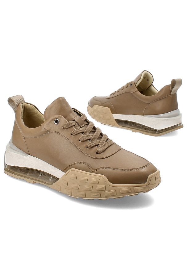 Brązowe Sneakersy John Doubare Stylowe Obuwie Męskie. Zapięcie: sznurówki. Kolor: brązowy. Materiał: materiał