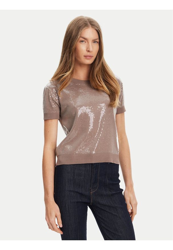 Guess Sweter W5YR21 Z3E70 Brązowy Regular Fit. Kolor: brązowy. Materiał: wiskoza