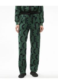 Kenzo - KENZO - Szerokie spodnie z monogramem. Kolor: zielony. Materiał: materiał. Wzór: aplikacja