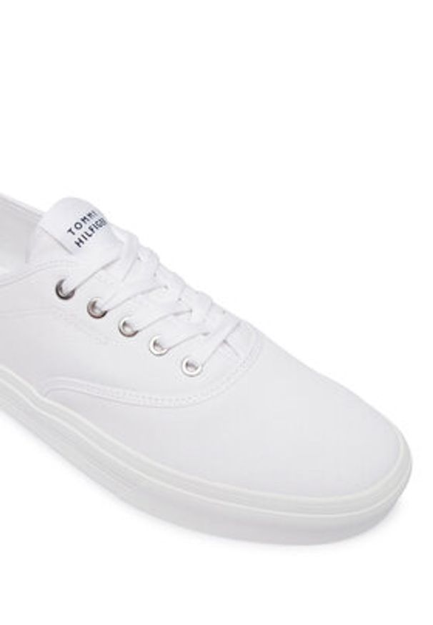 TOMMY HILFIGER - Tommy Hilfiger Tenisówki Th Vulc Cup Long Lace Canvas FM0FM05874 Biały. Kolor: biały. Materiał: materiał