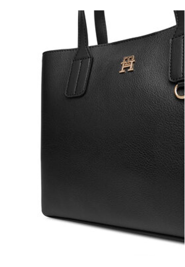 TOMMY HILFIGER - Tommy Hilfiger Torebka Th Distinct Mini Tote AW0AW17459 Czarny. Kolor: czarny. Materiał: skórzane