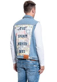 Mustang - MĘSKI BEZRĘKAWNIK JEANSOWY MUSTANG BIKER VEST 1009610 5000 210. Materiał: jeans. Długość rękawa: bez rękawów #4