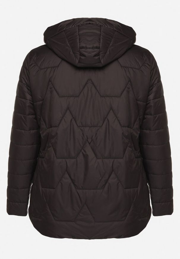 Born2be - Czarna Kurtka Pikowana z Odpinanym Kapturem Nalaniel. Okazja: na co dzień. Kolekcja: plus size. Kolor: czarny. Materiał: jeans. Styl: elegancki, klasyczny, casual