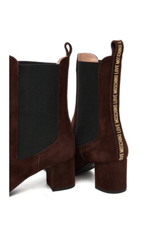 Love Moschino - LOVE MOSCHINO Botki JA21085G0NJA0313 Brązowy. Kolor: brązowy. Materiał: zamsz, skóra