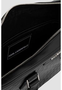 Karl Lagerfeld - KARL LAGERFELD Czarna męska aktówka skórzana z monogramem. Kolor: czarny. Materiał: skóra #3