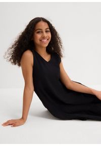 bonprix - Sukienka na ramiączkach z miękkiego muślinu. Kolor: czarny. Długość rękawa: na ramiączkach #2