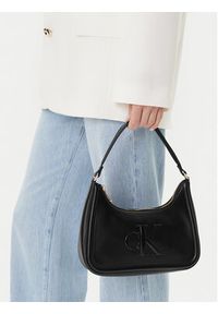 Calvin Klein Torebka Bold Ck Small Shoulder Bag LV04F3230G Czarny. Kolor: czarny. Materiał: skórzane
