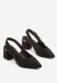 Renee - Czarne Sandały na Słupku Vices Slingback ze Skórzaną Wkładką Vevoline. Okazja: do pracy, na co dzień, na spotkanie biznesowe. Zapięcie: sprzączka. Kolor: czarny. Materiał: skóra. Sezon: lato. Obcas: na słupku. Styl: elegancki, biznesowy, klasyczny, casual #9