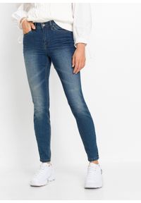 bonprix - Dżinsy Skinny, mid waist, krótsze nogawki. Kolor: niebieski. Długość: krótkie