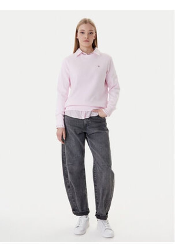 Tommy Jeans Bluza Flag DW0DW19959 Różowy Regular Fit. Kolor: różowy. Materiał: bawełna