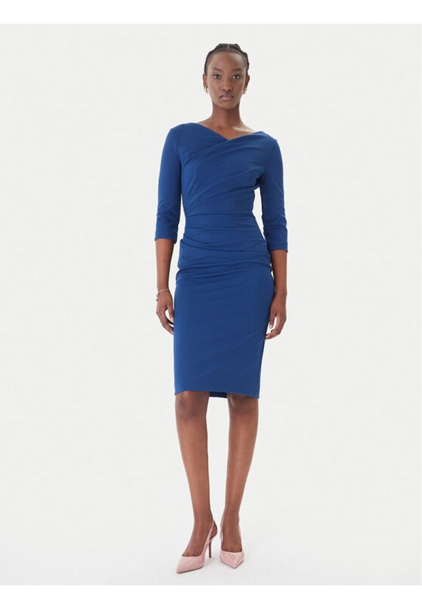 Rinascimento Sukienka koktajlowa CFC0127699003 Niebieski Slim Fit. Kolor: niebieski. Materiał: syntetyk. Styl: wizytowy