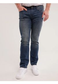 Big-Star - Jeansy męskie dopasowane z przetarciami granatowe Terry 541. Okazja: na co dzień. Stan: obniżony. Kolor: niebieski. Styl: casual #7