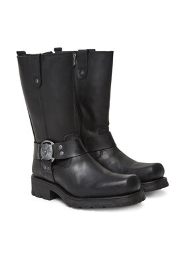 NEW ROCK Kozaki M-7610-S1 Czarny. Kolor: czarny. Materiał: skóra. Styl: rockowy