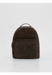 Reserved - Zamszowy plecak z uchwytem - ciemnobrązowy. Kolor: brązowy. Materiał: zamszowe #1
