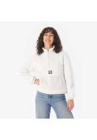 quechua - Polar turystyczny damski MH100. Typ kołnierza: kołnierzyk stójkowy. Kolor: beżowy, wielokolorowy, biały. Materiał: poliester, poliamid, materiał, elastan. Sezon: jesień, wiosna. Sport: turystyka piesza #1