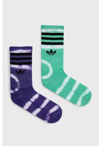 adidas Originals skarpetki (2-pack) HC9538 damskie kolor zielony HC9538-HIRGR/PURP. Kolor: zielony #1
