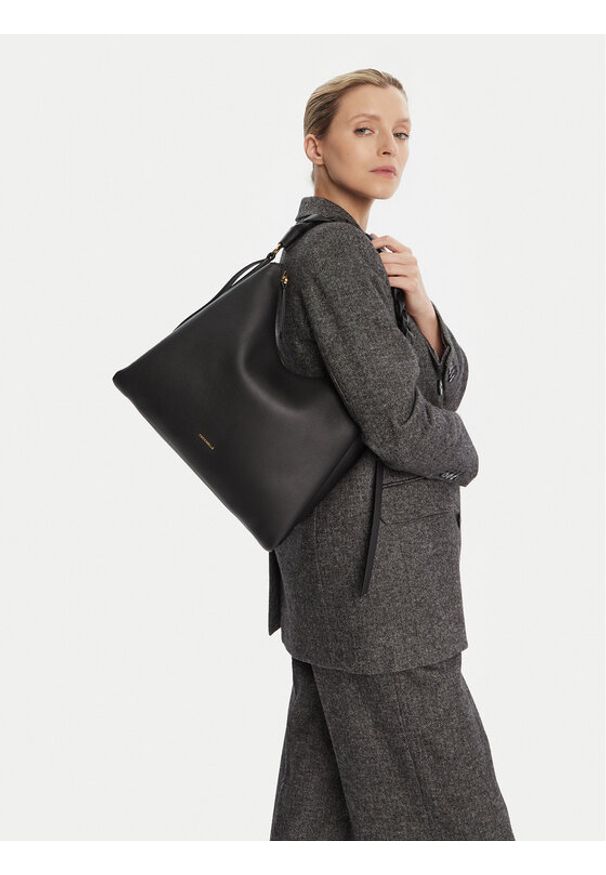 Coccinelle Torba BOHEME GRANA DOUBLE Czarny. Kolor: czarny. Materiał: skórzane
