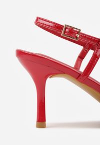 Born2be - Czerwone Eleganckie Szpilki VICES z Ozdobną Kokardą Adrelena. Nosek buta: szpiczasty. Zapięcie: sprzączka. Kolor: czerwony. Wzór: aplikacja. Materiał: skóra, lakier. Sezon: lato. Obcas: na szpilce. Styl: elegancki. Wysokość obcasa: średni #4