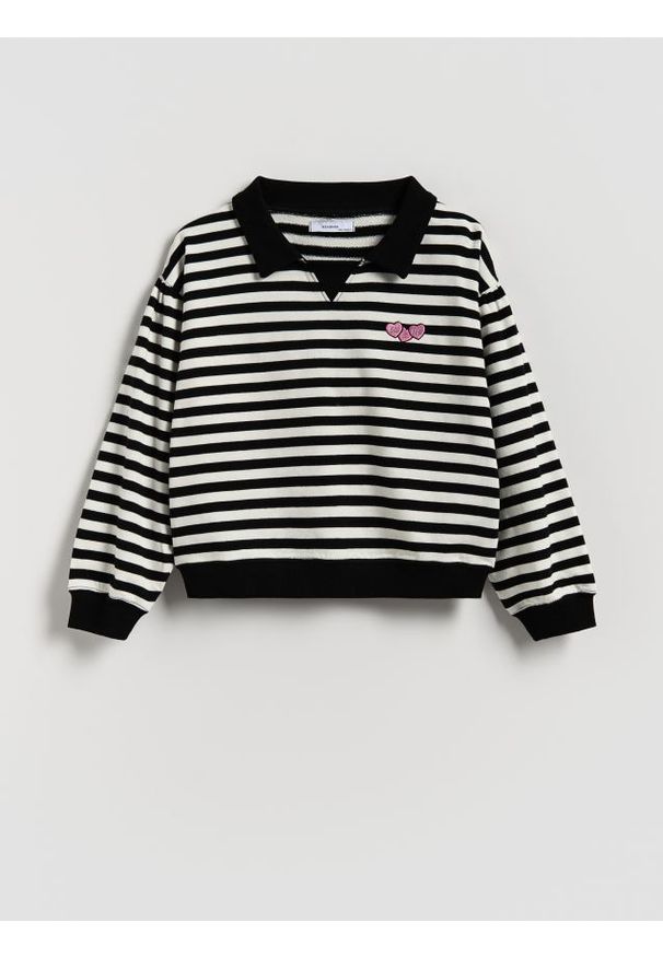 Reserved - Koszulka z kołnierzykiem - czarny. Kolor: czarny. Materiał: bawełna