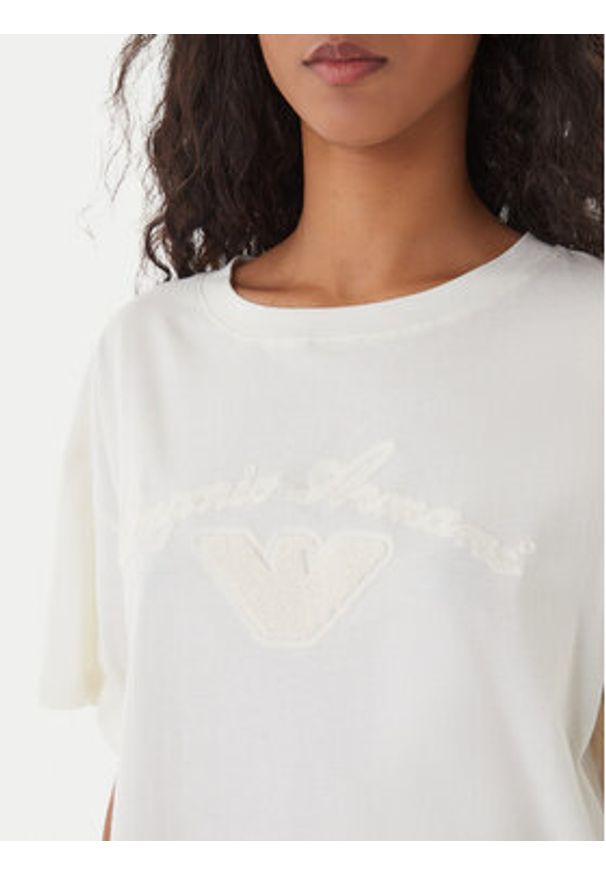 Emporio Armani Sukienka codzienna EW004078 AF20244 U1131 Biały Regular Fit. Okazja: na co dzień. Kolor: biały. Materiał: bawełna. Typ sukienki: proste. Styl: casual