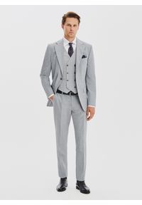 Pako Lorente - PAKO LORENTE - Gładki szary garnitur męski. Kolor: szary. Materiał: poliester, wełna. Wzór: gładki #7