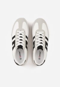 Born2be - Białe Sneakersy na Grubej Podeszwie Ozdobione Geometrycznym Wzorem Asoastis. Okazja: na spacer, na co dzień, do pracy. Kolor: biały. Materiał: prążkowany, dzianina. Wzór: geometria, aplikacja. Sport: turystyka piesza #8