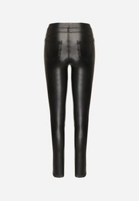 Born2be - Czarne Legginsy z Ekoskóry z Wysokim Stanem i Imitacją Kieszeni Merievia. Okazja: na co dzień. Stan: podwyższony. Kolor: czarny. Sezon: zima. Styl: elegancki, casual, klasyczny #7